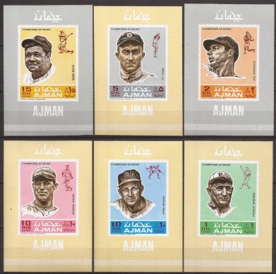 AJMAN 1969 SPORT BASEBALL ( 6 colite deluxe ndt.) MNH foto