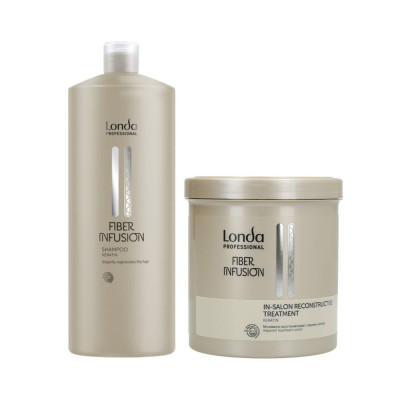 Pachet pentru par deteriorat, Londa Professional, Sampon Fiber Infusion 1000ml + Tratament Fiber Infusion 750ml foto