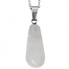 Pandantiv Cristal de st&acirc;ncă, piatra protecție, cristal natural formă picătură alb 30 mm