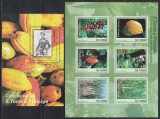 Sao Tome si Principe 2010 - Ciclul cacao, cafelei și al trestiei de zahăr, Colita + Bloc, Cota 20 EURO, MNH (Mică pată pe Bloc-verso !)