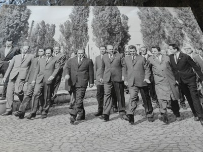 Fotografie uriasa de presa Nicolae Ceausescu,21 sept, 1971, 50x30 cm, A.Rosental foto