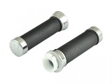 Set Mansoane Ghidon Moto Cauciuc Revo, 22mm, 120mm, Negru cu Capete Cromate - Prindere Sigura si Confortabila