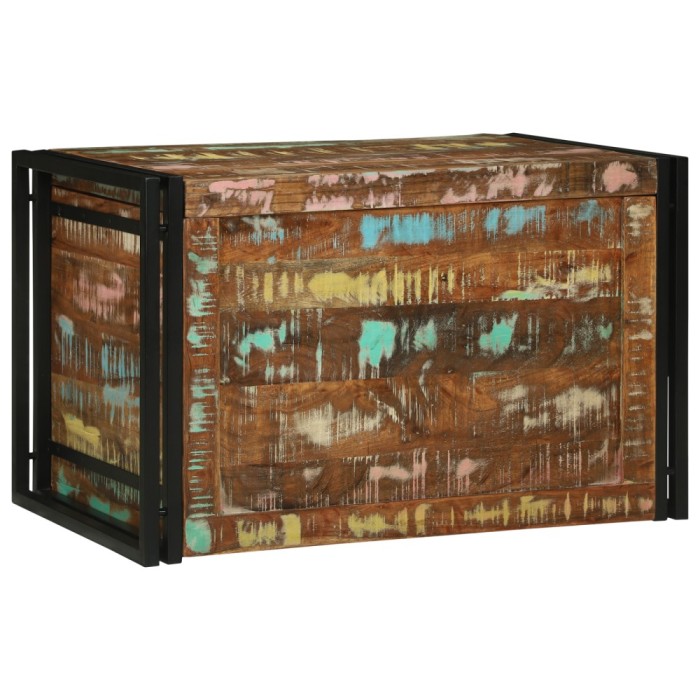 Gossi cutie de depozitare multicolor 80x50x50 cm din lemn solid reciclat