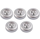 Cumpara ieftin Set 5x Lampa universala autoadeziva cu 3 LED-uri, utilizare baterii de tip AAA - Argintiu, Dactylion