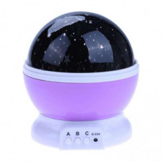 Lampa cu Led cu proiector stele 2 in 1 cu port USB sau baterii, violet