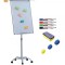 Flipchart mobil, Premium, 70x100 cm, brate laterale, inaltime ajustabila + accesorii: markere, burete, magneti (7 ani Garantie)