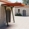Copertină retractabilă automat st&acirc;lpi portocaliu&amp;maro 3,5x2,5 m