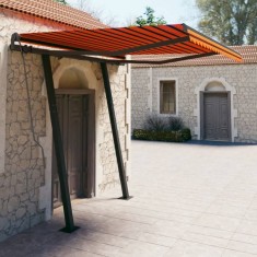 vidaXL Copertină retractabilă automat st&acirc;lpi portocaliu&amp;maro 3,5x2,5 m