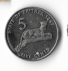 Moneda 5 cents 1997 - Eritrea