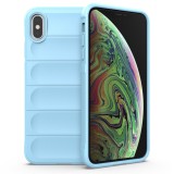 Husa pentru iphone xs max, antisoc, margini cu striatii, design minimalist, bleu