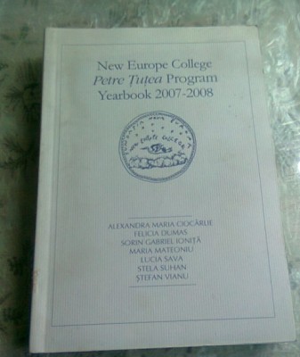 Petre Tutea program Yearbook 2007-2008 Irina Vainovski-Mihai (ed.) foto