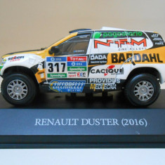 Macheta RENAULT ( DACIA ) DUSTER RALLY DAKAR 2016 - Ixo, scara 1/43, noua.