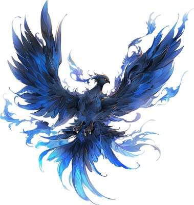 Sticker decorativ, Pasarea Phoenix, Albastru, 63 cm, 1323STK-1 foto