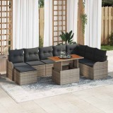 Cumpara ieftin Set de canapele pentru grădină cu pernă cu depozitare 9 pcs Gri