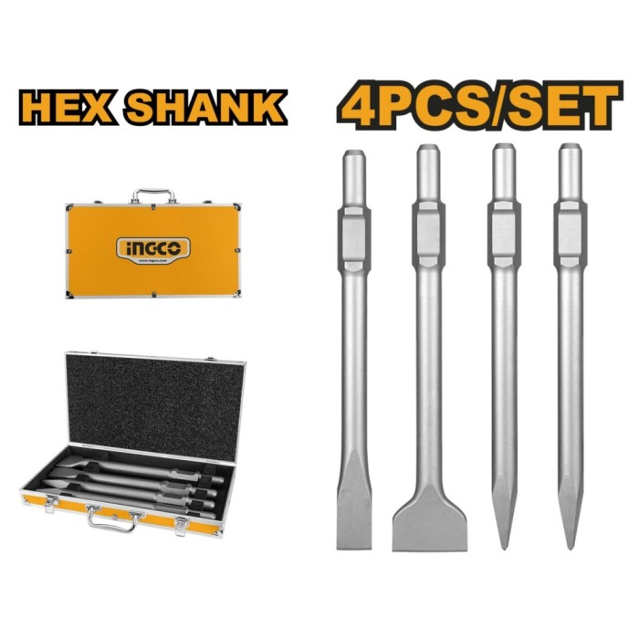 Dalti demolator sds - hex set 4 bucati - Ingco DBC0304375