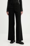 HUGO pantaloni culoarea negru, lat, high waist, 50542647