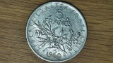 Franta - moneda mare 12 gr. ⌀29mm, argint .835 - 5 franci / francs 1960 - impecabila !