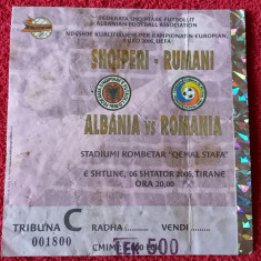 Bilet (rar) meci fotbal ALBANIA - ROMANIA (06.09.2006)