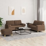 VidaXL Set de canapele cu perne, 3 piese, maro, textil