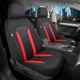 Cumpara ieftin Set 2 huse scaune auto Bremer Sitzbezuge, material textil respirabil, scaune fata, compatibil tetiere detasabile, negru cu rosu, 6 piese