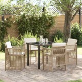 vidaXL Set de masă pentru grădină 5 pcs Bej Rattan poli