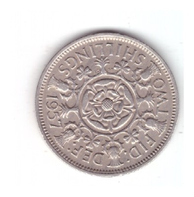 Moneda Anglia 2 shilling / 2 shillings 1957, stare buna, curata foto