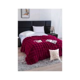 Cumpara ieftin Patura Cocolino cu Blanita Artificiala de Iepure pentru Pat Dublu, Bordo - JOJ615