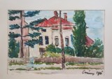 VICTOR MIHĂILESCU CRAIU-PICTOR IESEAN-1908-1981-PEISAJ CU CASA -ACUARELA