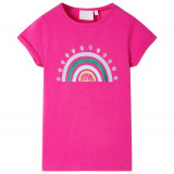 Tricou pentru copii, roz &icirc;nchis, 140, vidaXL