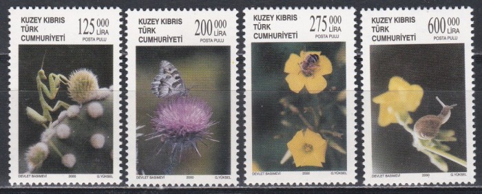 Ciprul Turc 2000 - Flori si insecte, MNH