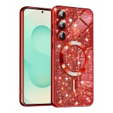 Husa premium Samsung Galaxy S25 Plus Techsuit Luxury Glitter MagSafe, rosu