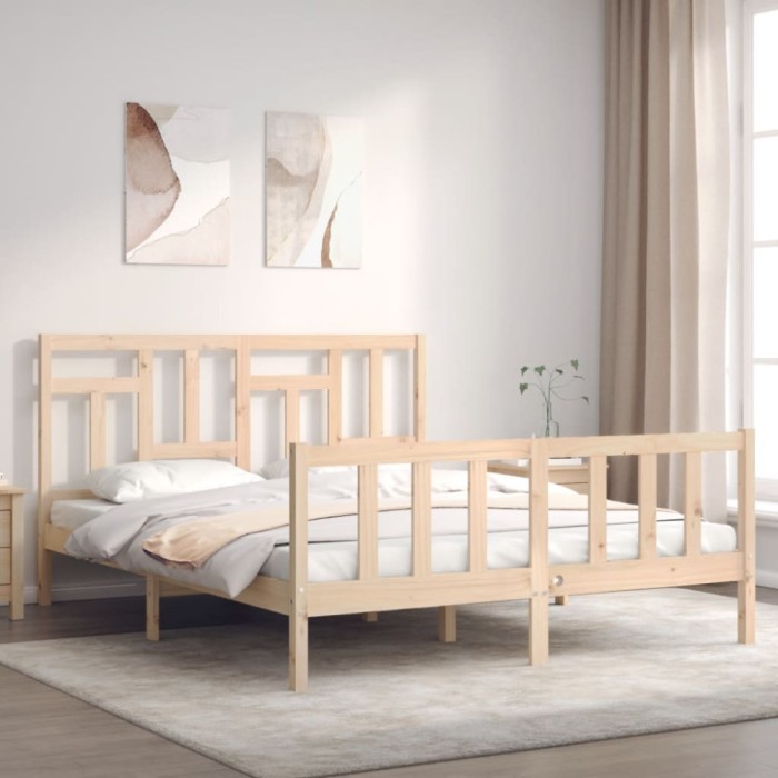 Gossi cadru de pat fara saltea, 160x200 cm, lemn masiv pin