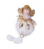 Ornament Brad Craciun Inger Textil Alb Argintiu 19x10cm KIK Decoratiune Craciun Interior Exterior