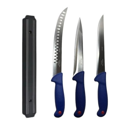 Set profesional de macelarie, transat, injunghiat, dezosat, filetat, 3 cutite, suport magnetic foto