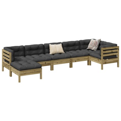 Gossi set canapele gradina cu perne, 7 piese, lemn de pin tratat foto
