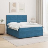 Cumpara ieftin Pat cu arcuri LED si saltea albastru 140 x 200 cm Catifea