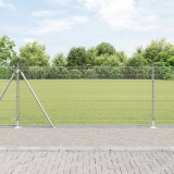 vidaXL Gard din S&acirc;rmă Sudată cu 13 St&acirc;lpi Flanșați 0.8x25 m Oțel Galvanizat