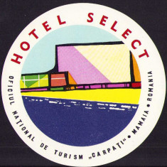 HST A156 Etichetă reclamă Hotel Select Mamaia ONT Carpați România comunistă
