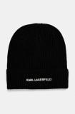 Karl Lagerfeld caciula culoarea negru, de lana, din tesatura neteda, 544305.805601