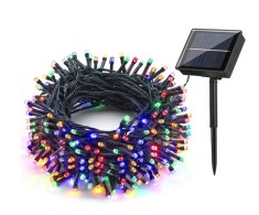 Instalatie liniara de Craciun, lumina led alb rece, cu incarcare solara, 100 leduri, 10 M, 6043W