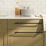 M&acirc;nere de dulap, 10 buc., negru, 320 mm, oțel inoxidabil
