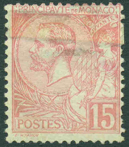 Monaco 1891 Albert I, 15C carmine, Mi.15, MH AM.158