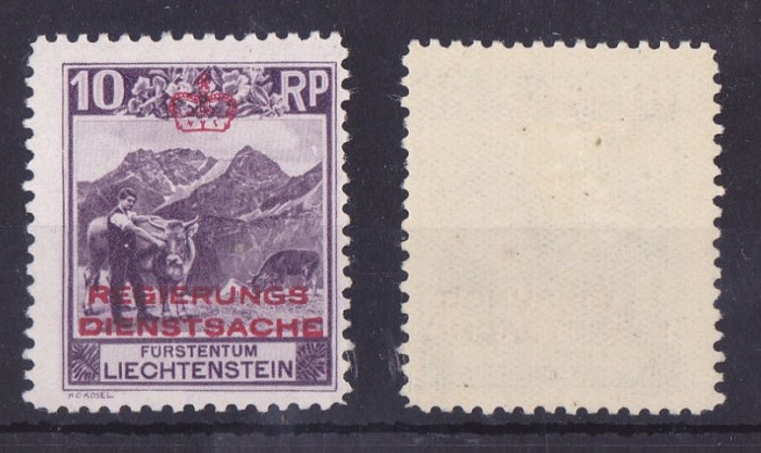 Liechtenstein 1932 Definitives Revenue 10 Rp K.10 1/2 Mi.2A MH AM.550