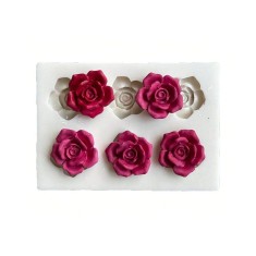 Forma din silicon pentru decor 6 Trandafiri, 10x7x1.2 cm