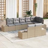 VidaXL Set de canapele pentru grădină 8 pcs Bej, gri Rattan poli