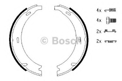 Set saboti frana, frana de mana MERCEDES CLK Cabriolet (A208) (1998 - 2002) BOSCH 0 986 487 543 foto