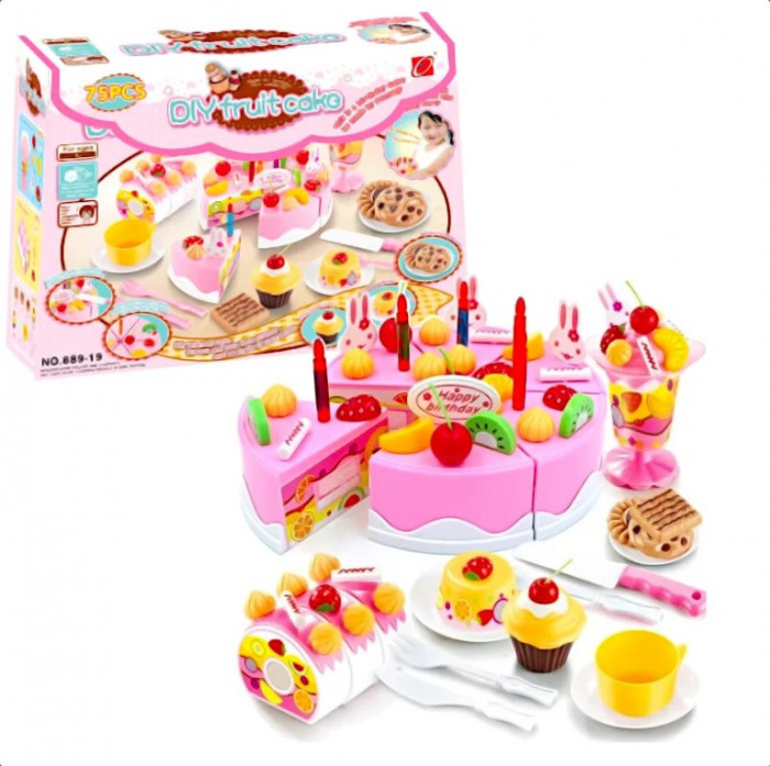 Tort aniversar cu lumanari si 75 de accesorii creative, 7Toys