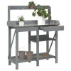 Banca Gradina cu Spalier vidaXL, Lemn Brad Gri, 110x45x125cm, Raft si Sertar, Ideal Plante &amp; Unelte