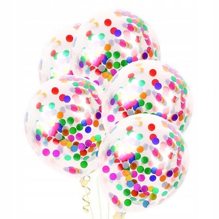 Set 10 baloane din latex, flippy, model party confetti, 30 cm, multicolore, 2.8 g