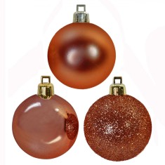 Set Globuri Crăciun, 3 Modele, Maro, 20 Bucăți foto